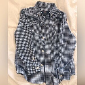 Vineyard vines 3T blue and white check whale button down shirt